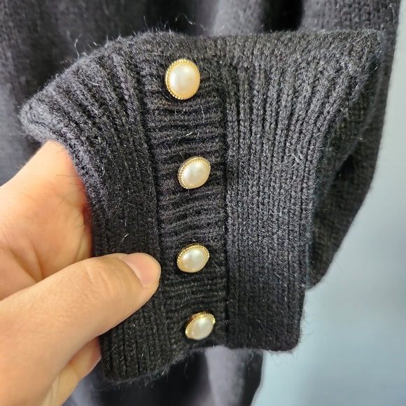 Vintage Winterset Pearl Button Knit Pullover Sweater Women's Plus Size 22W Black - Picture 2 of 7